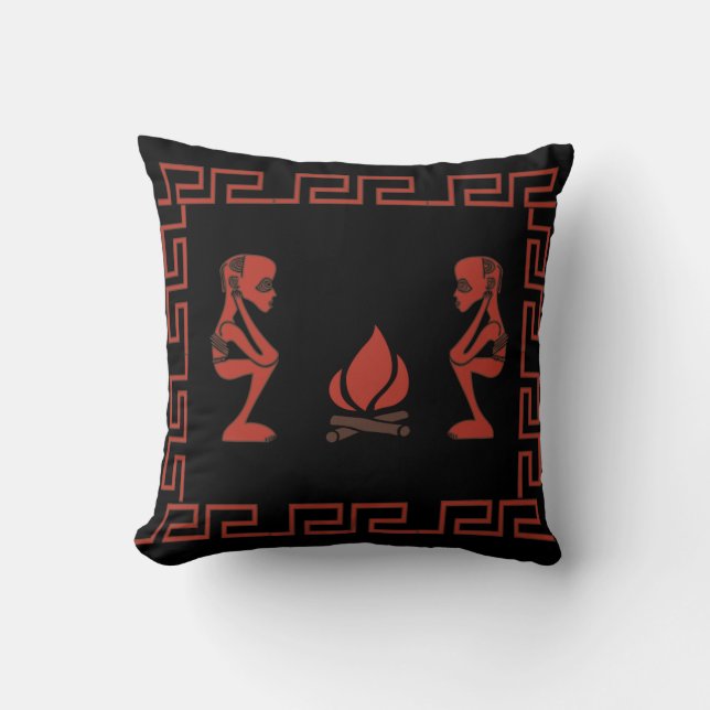 Abstract African tribal ritual scene Cushion (Front)