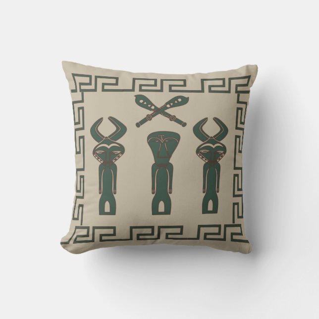 Abstract African tribal ritual scene Cushion (Front)