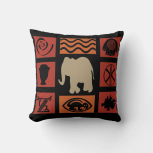 Abstract African tribal symbols elephant art Cushion
