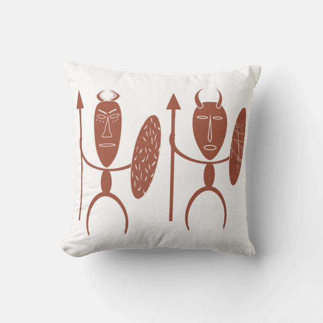 Abstract African tribal warrior art Cushion (Front)