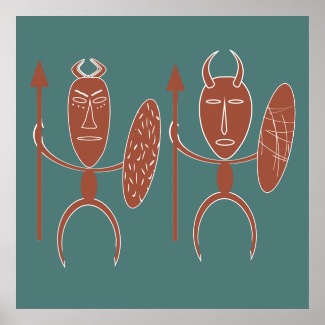 Abstract African tribal warrior art Poster (Front)