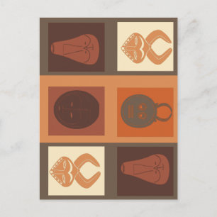 Abstract African tribe face art Postcard