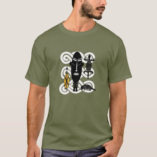 Abstract African warrior animals portrait T-Shirt (Front)
