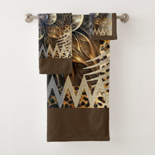 Abstract African Wild Flower Bath Towel Set