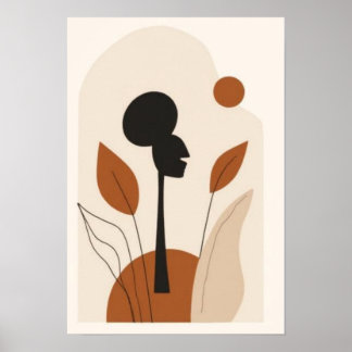 Abstract African Woman Wall Art | Minimalist Boho 