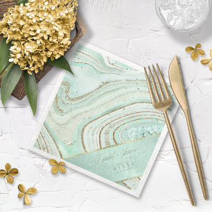 Abstract Agate Bridal Shower Mint ID827 Napkin