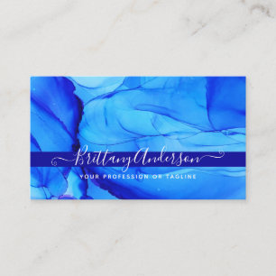 Abstract Agate Custom Chic Indigo Blue Business Card