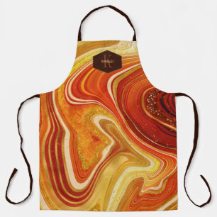 Abstract Agate Monogram Hot Orange ID827 Apron