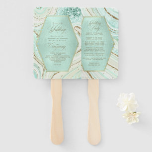 Abstract Agate Wedding Ceremony Mint ID827 Hand Fa Fan