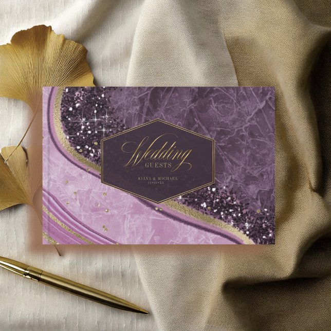 Abstract Agate Wedding Mauve ID827 Guest Book (Creator Uploaded)