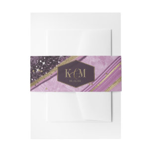 Abstract Agate Wedding Mauve ID827 Invitation Belly Band