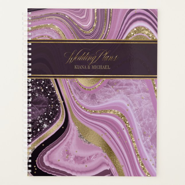 Abstract Agate Wedding Mauve ID827 Planner (Front)