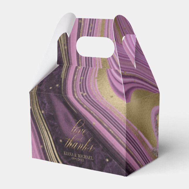 Abstract Agate Wedding Mauve V1 ID827 Favour Box (Front Side)