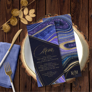 Abstract Agate Wedding Menu V2 Midnight ID827
