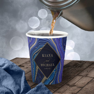 Abstract Agate Wedding Midnight ID827 Paper Cups