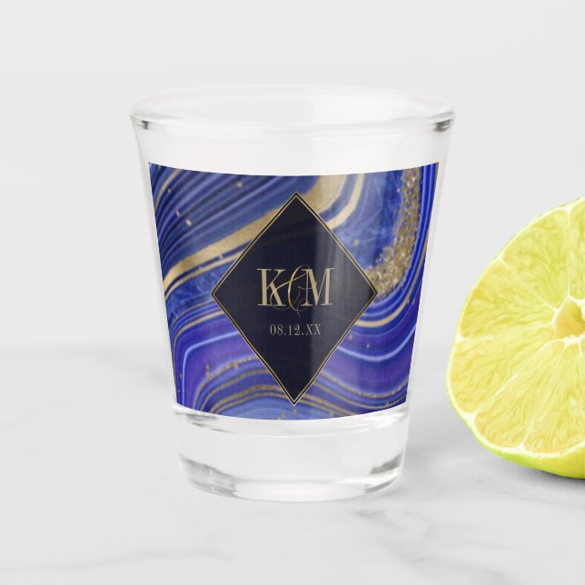 Abstract Agate Wedding Midnight ID827 Shot Glass (Front)