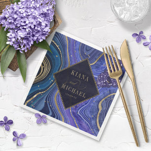 Abstract Agate Wedding Midnight v2 ID827 Napkin