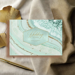 Abstract Agate Wedding Mint ID827 Guest Book