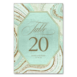 Abstract Agate Wedding Mint ID827 Table Number