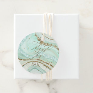 Abstract Agate Wedding Thank You Mint ID827 Favour Tags