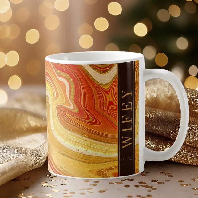 Abstract Agate Wedding Wifey Hot Orange ID827 Coffee Mug (Creator Uploaded)