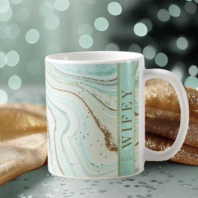 Abstract Agate Wedding Wifey Mint ID827 Coffee Mug (Creator Uploaded)