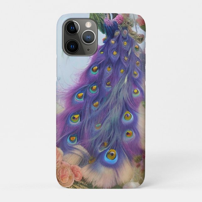 Abstract AI Art Purple Peacock feather tail  Case-Mate iPhone Case (Back)