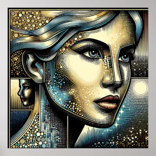Abstract Ai Art   Women's Face Poster