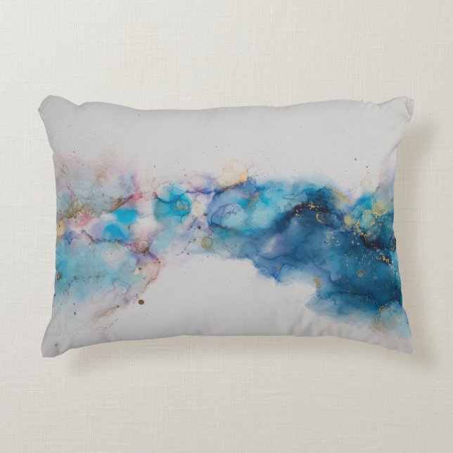 Abstract Alcohol Ink Art Background Decorative Cushion (Front)