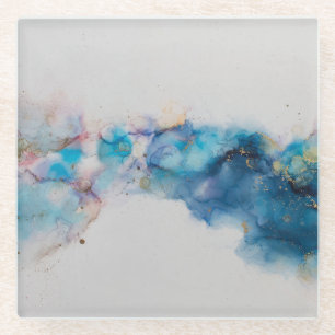 Abstract Alcohol Ink Art Background Glass Coaster