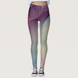 Abstract Alcohol Ink Art Pink Purple Blue White Leggings