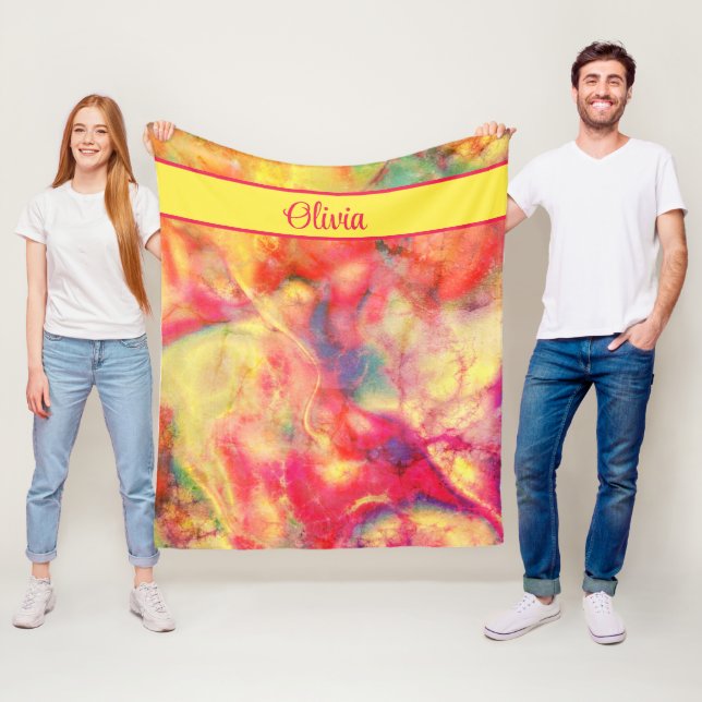 Abstract Alcohol Ink Art With Name Fleece Blanket (In Situ)