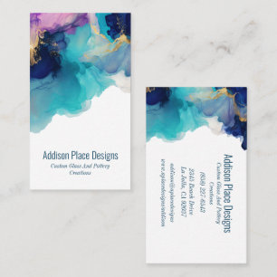 Abstract Alcohol Ink Blue Lavender Business Card