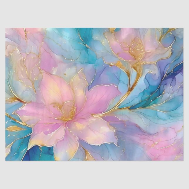 Abstract Alcohol Ink Floral Decoupage Tissue Paper (Front)