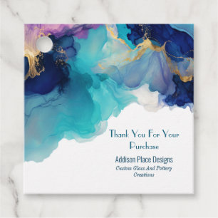 Abstract Alcohol Ink Fluid Art Business Thank You Favour Tags