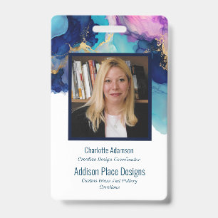 Abstract Alcohol Ink Image Employee Security Badge ID Badge