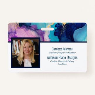 Abstract Alcohol Ink Image Employee Security Badge ID Badge