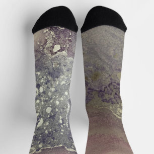 Abstract Alcohol Ink Pink Purple Grey Silver Socks