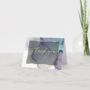 Abstract Alcohol Ink Plum Teal Smoke Thank You  Card