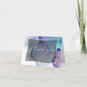 Abstract Alcohol Ink Purple Aqua  Thank You  Card
