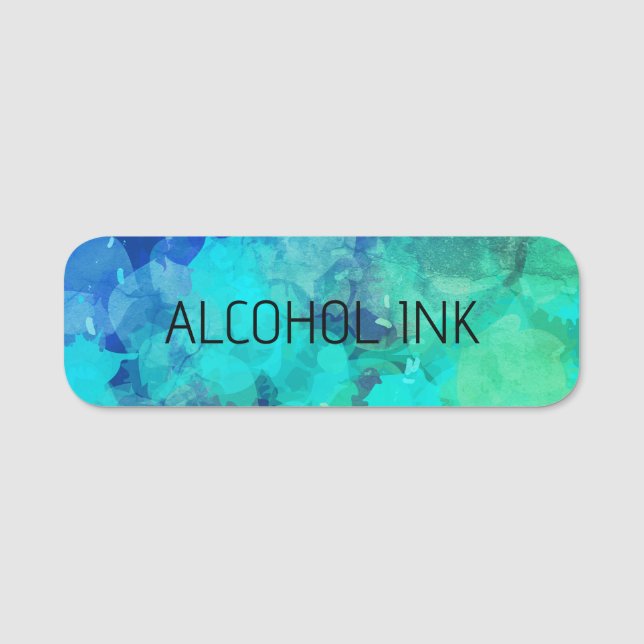 Abstract Alcohol Ink Purple Blue Name Tag (Front)