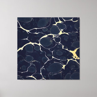 Abstract Alcohol Ink Style Art In Dark Blue II Canvas Print