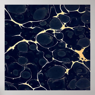 Abstract Alcohol Ink Style Art In Dark Blue II Poster