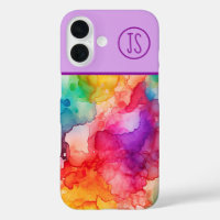 Abstract Alcohol Ink Style Rainbow Monogrammed