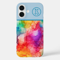 Abstract Alcohol Ink Style Rainbow Monogrammed