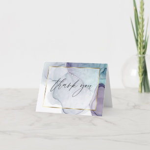 Abstract Alcohol Ink Teal Plum Thank You Card
