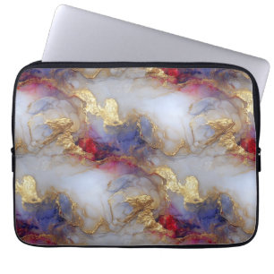 Abstract Alcohol Ink Texture with Gold Accents Laptop Sleeve