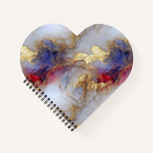 Abstract Alcohol Ink Texture with Gold Accents Notebook (Front)