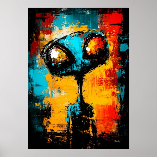 Abstract Alien Contemporary Expressionist Portrait Poster (Front)