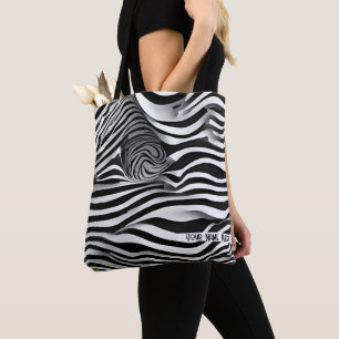 Abstract All Black & White stripes, Shoulder Tote